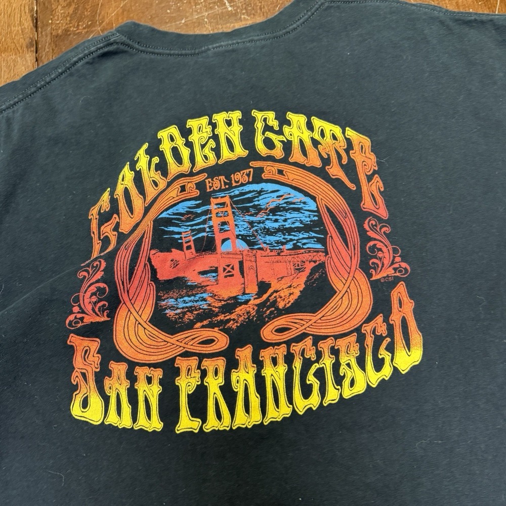 Crazy Shirt San Francisco Golden Gate Bridge Shirt Men's Large Black‎ Orange